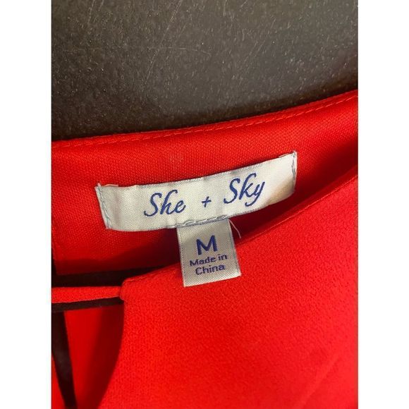 Pretty Red Dress With Scalloped Hems Size Medium - Picture 2 of 8